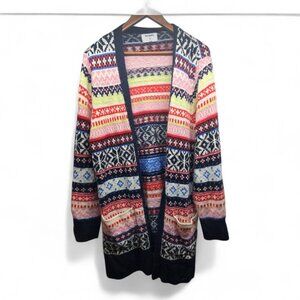 Old Navy Cozy Fair Isle Long-Line Plus-Size Open-Front Sweater